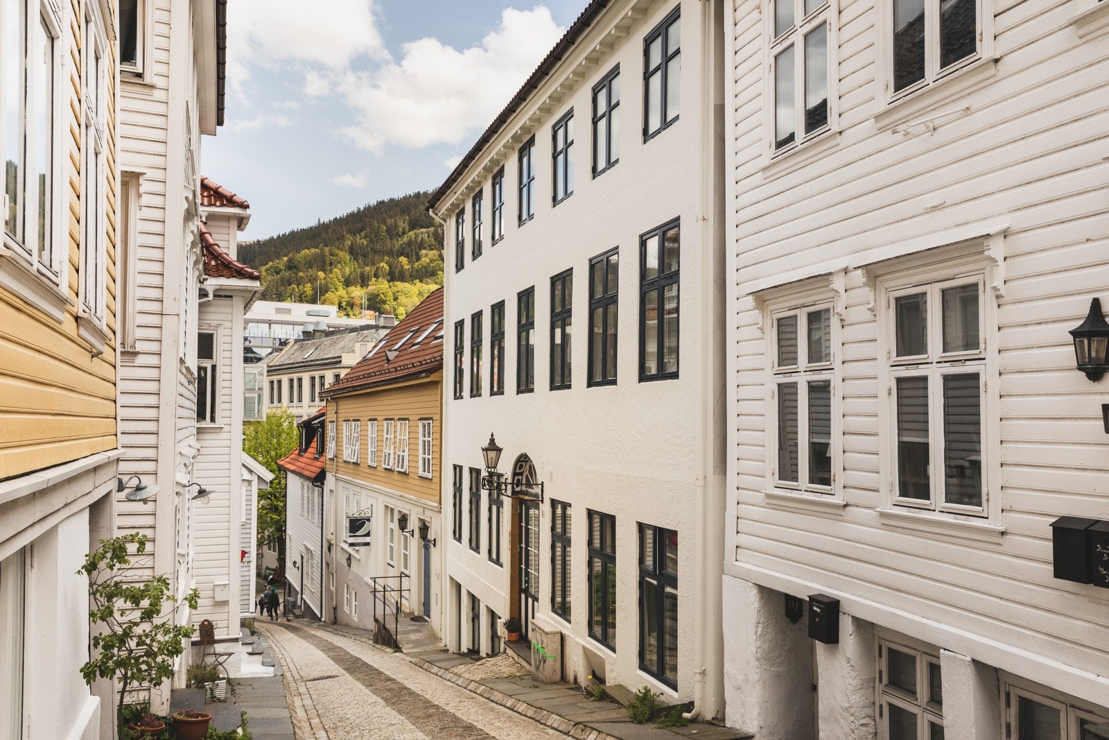 Her finner man flere sjarmerende smau med eldre trehusbebyggelse Galleribilde