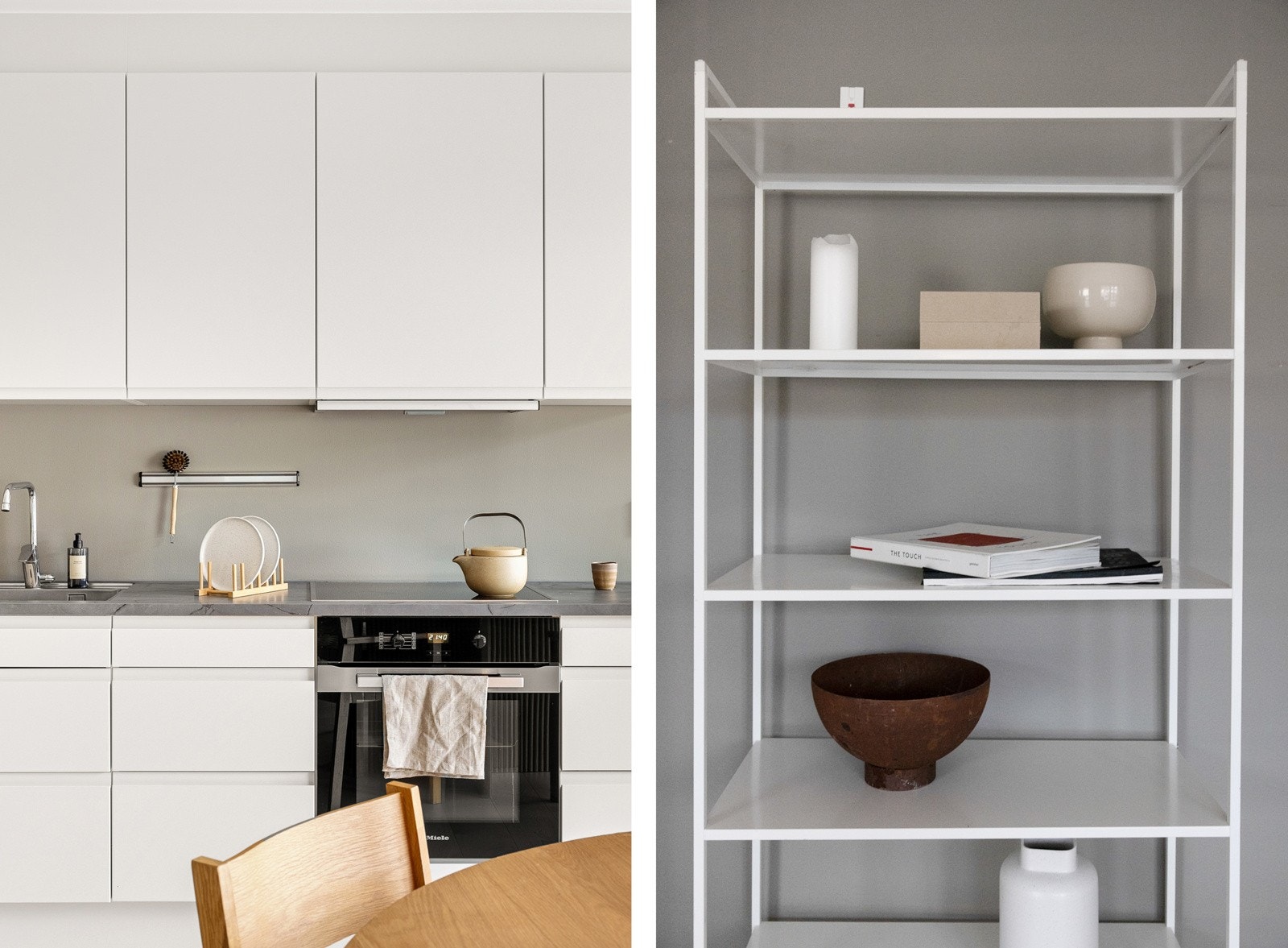 Hvitevarene er fra Miele og følger handelen. Kjøkkenet er godt løst og har rikelig med oppbevaringsplass. Galleribilde