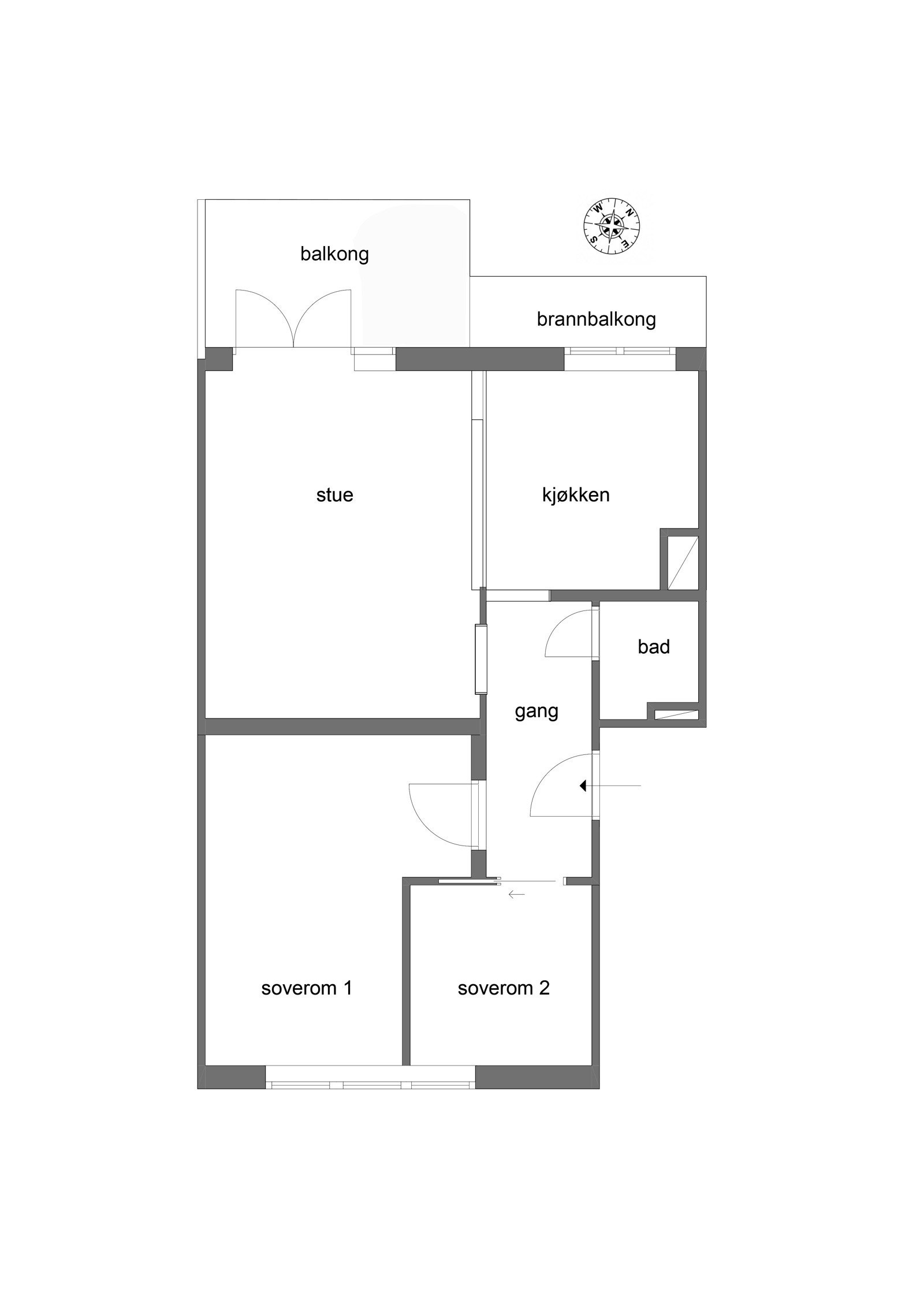 Plantegning med to soverom Galleribilde