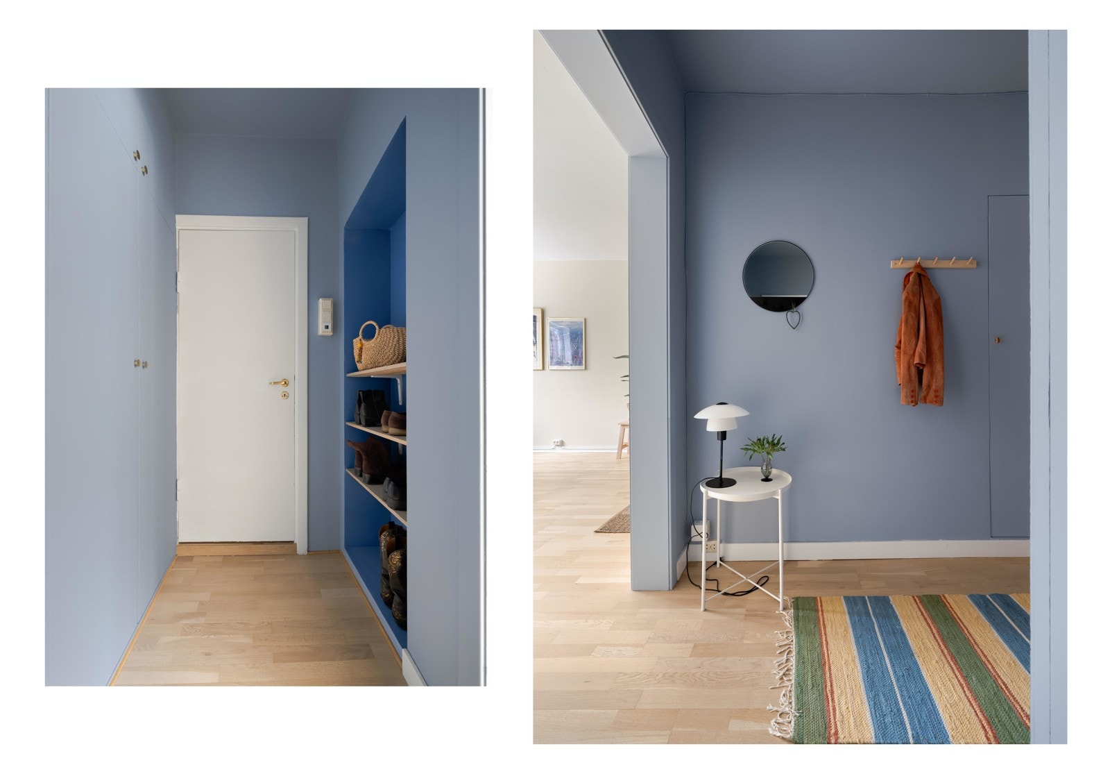 Det er rikelig med oppbevaring i innebygd garderobe og hylleseksjon. Galleribilde