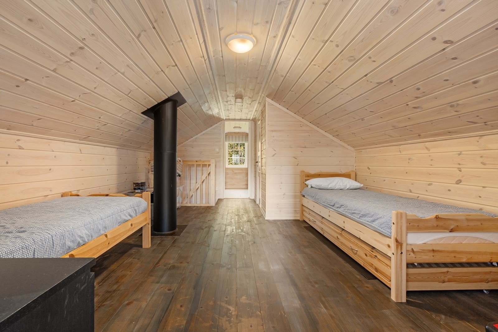 Loftsetasjen, med et internt bruksareal på 19 m², kompletterer hytten ved å tilby en koselig loftstue Galleribilde