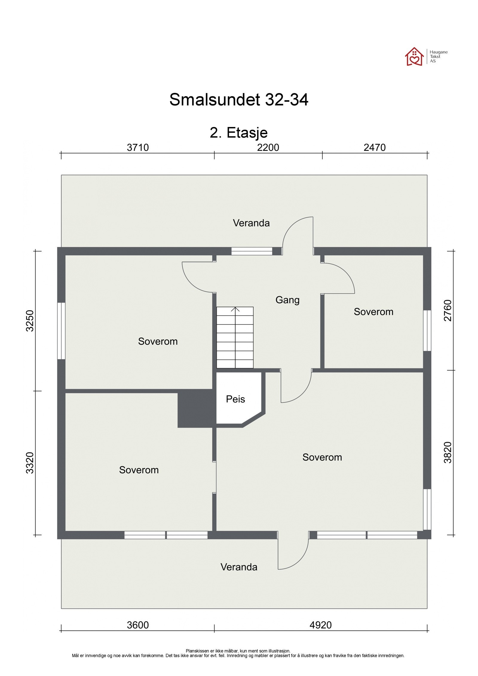 2.etasje i hovedhuset er innredet med 4 soverom, hvorav ett har peisovn og utgang til en solrik terrasse på 20 kvm. Galleribilde