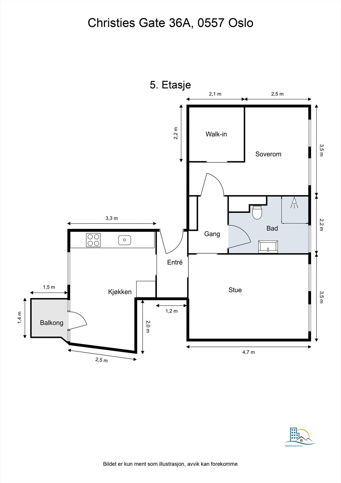 Leiligheten har en arealeffektiv planløsning med god størrelse på alle rom Galleribilde