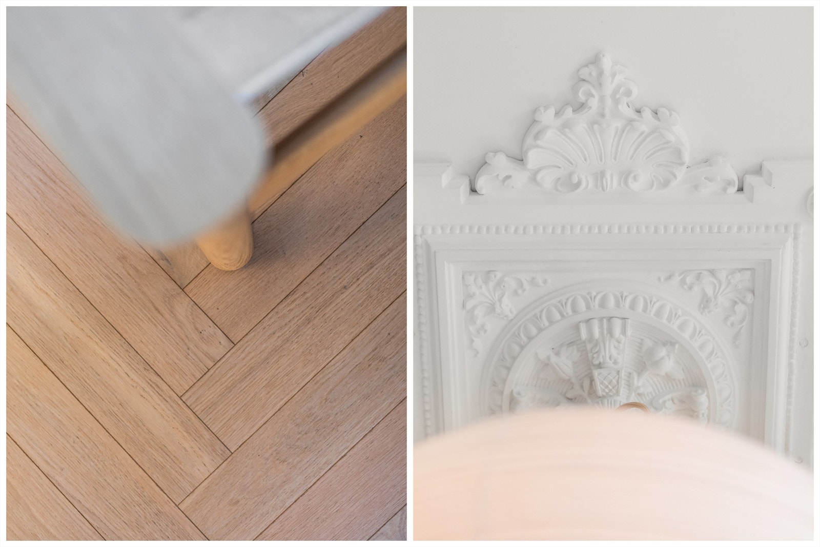 Boligen har overflater holdt i behagelige nyanser og gulvflater belagt med en lekker fiskebensparkett. Flotte, klassiske detaljer gjennom hele boligen. Galleribilde