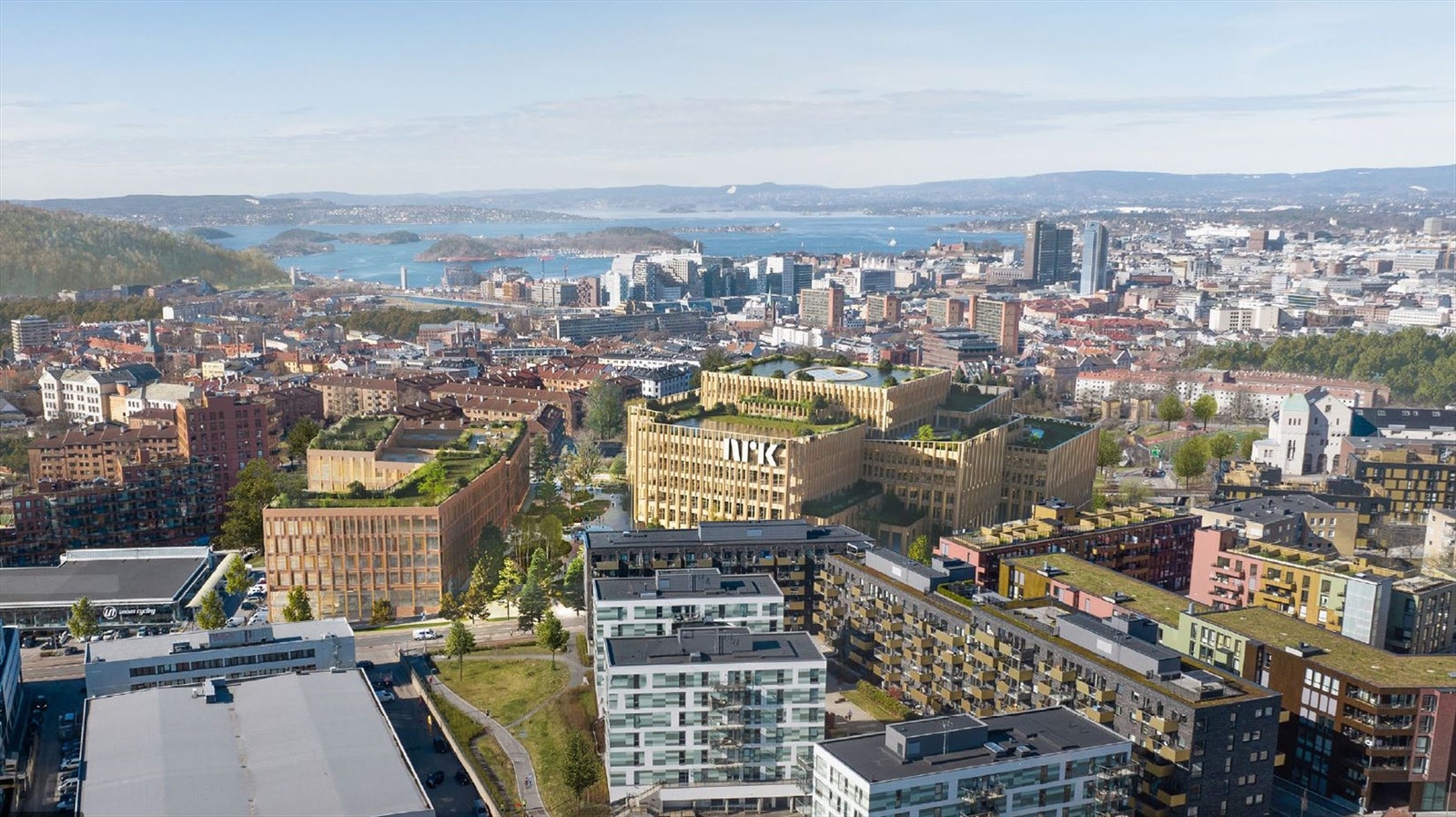 Illustrasjon av det planlagte NRK-bygget - dette er lagt ut på høring med frist 03.02.2025 (bilde fra illustrasjonshefte) Galleribilde