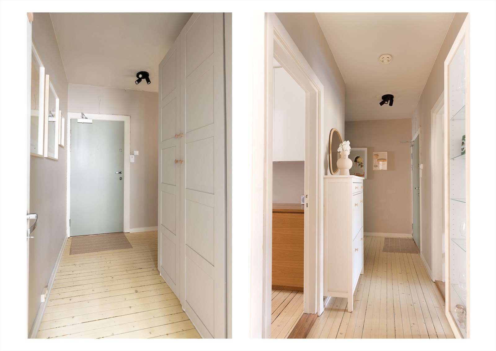 Velkommen inn! God plass til oppbevaring av yttertøy og sko i garderobeskap i entreen. For øvrig oppbevaring disponerer leiligheten en loftsbod og 2 kjellerboder. Galleribilde