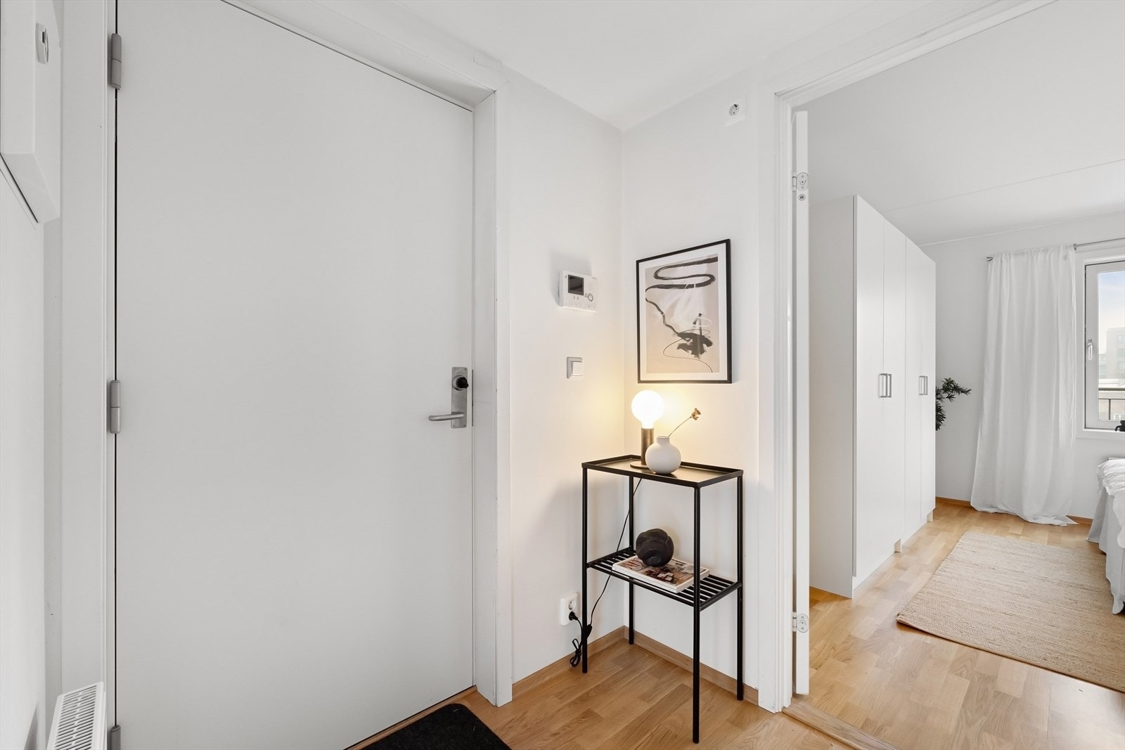 Entré med videocalling. Her har du også plass til oppbevaringsløsninger for klær og sko. Galleribilde