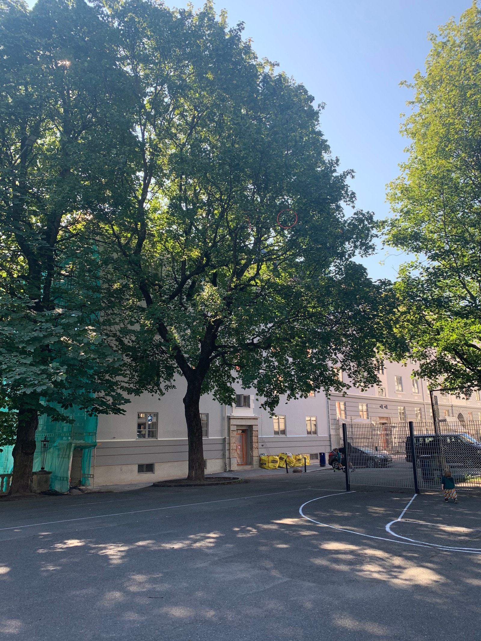 Her er et sommerbilde av ballplassen rett borti gata. Galleribilde