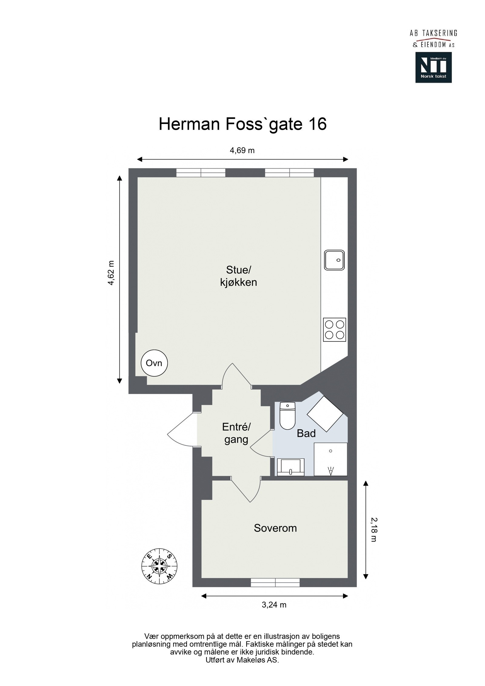 Men aller først: plantegning, så får du orientert deg litt. Galleribilde