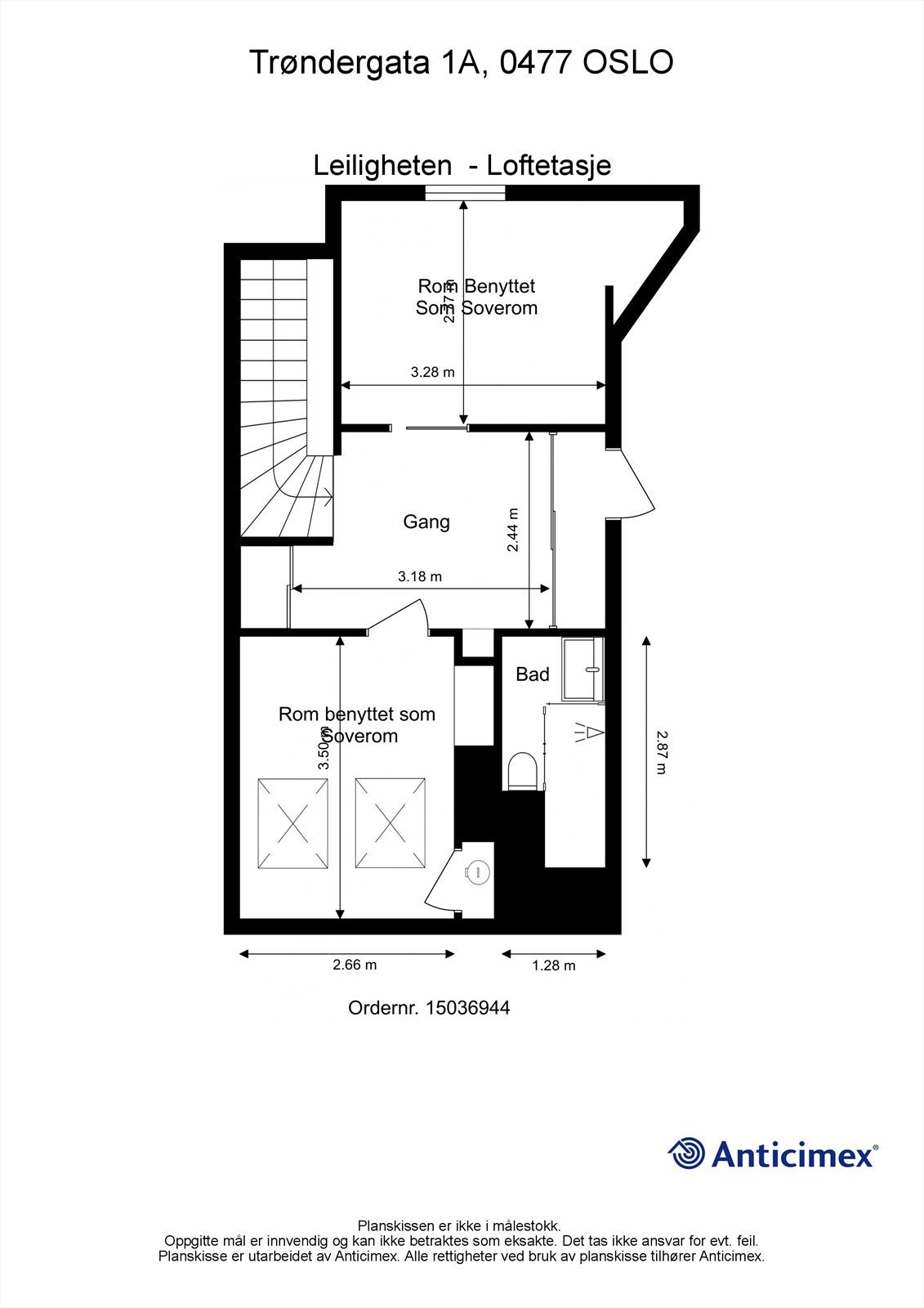 Plantegning loftetasjen. Galleribilde