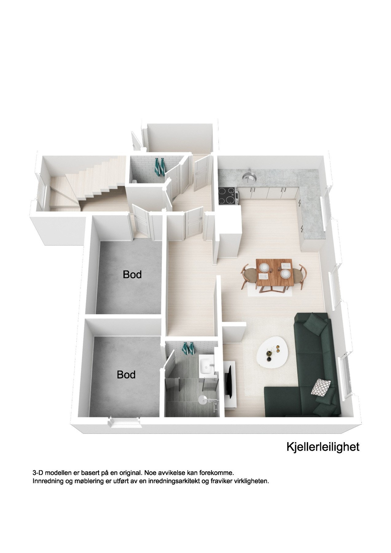 Plantegning 3D underetasje. Galleribilde