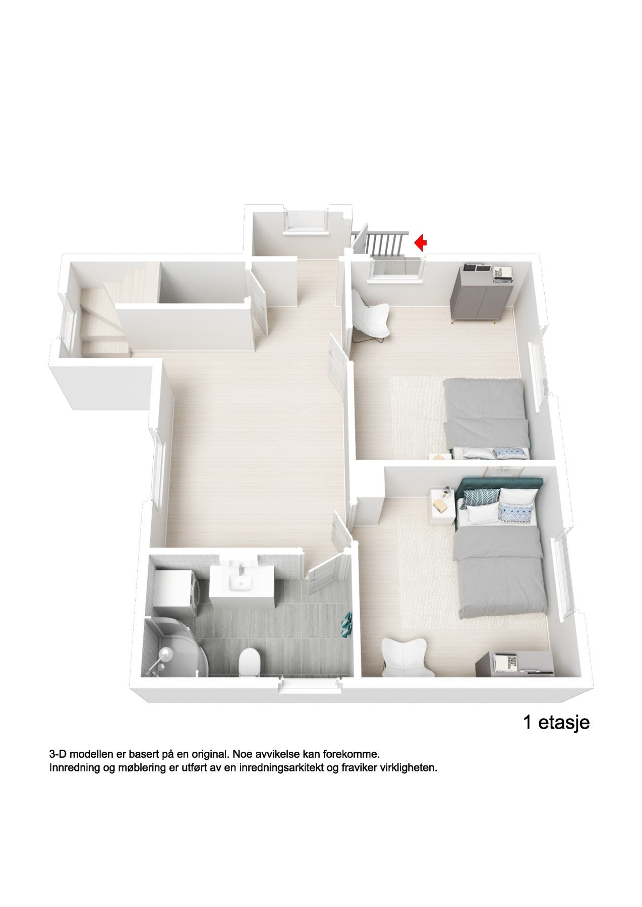 Plantegning 3D 1.etg. Galleribilde
