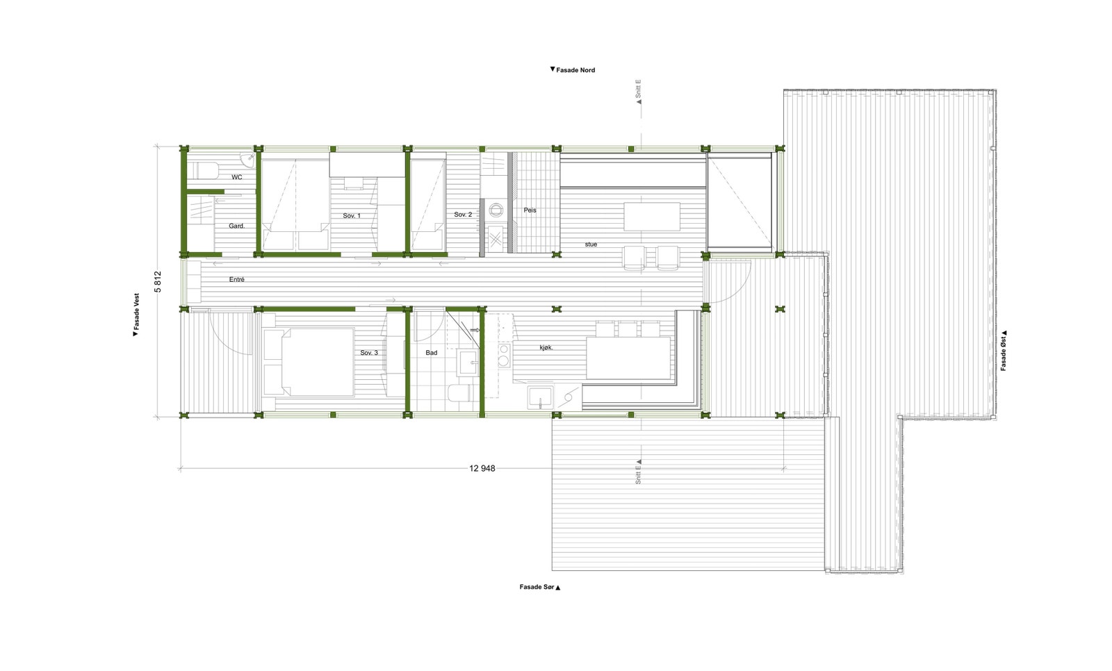 Alternativ plantegning for ombygging av hytta Galleribilde