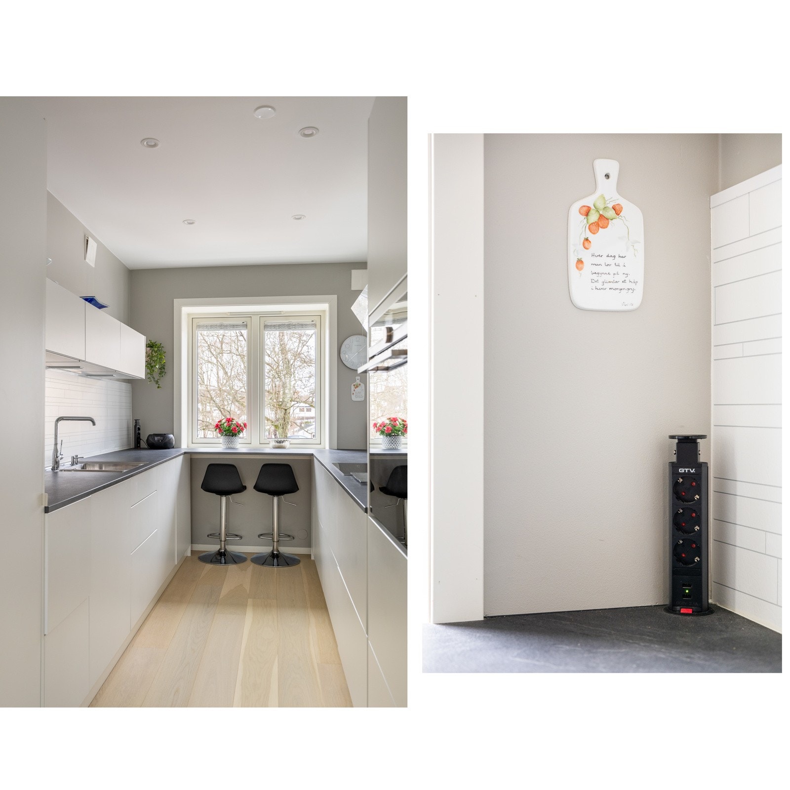 Praktisk pop-up elektrisk stikk i benkeplaten Galleribilde