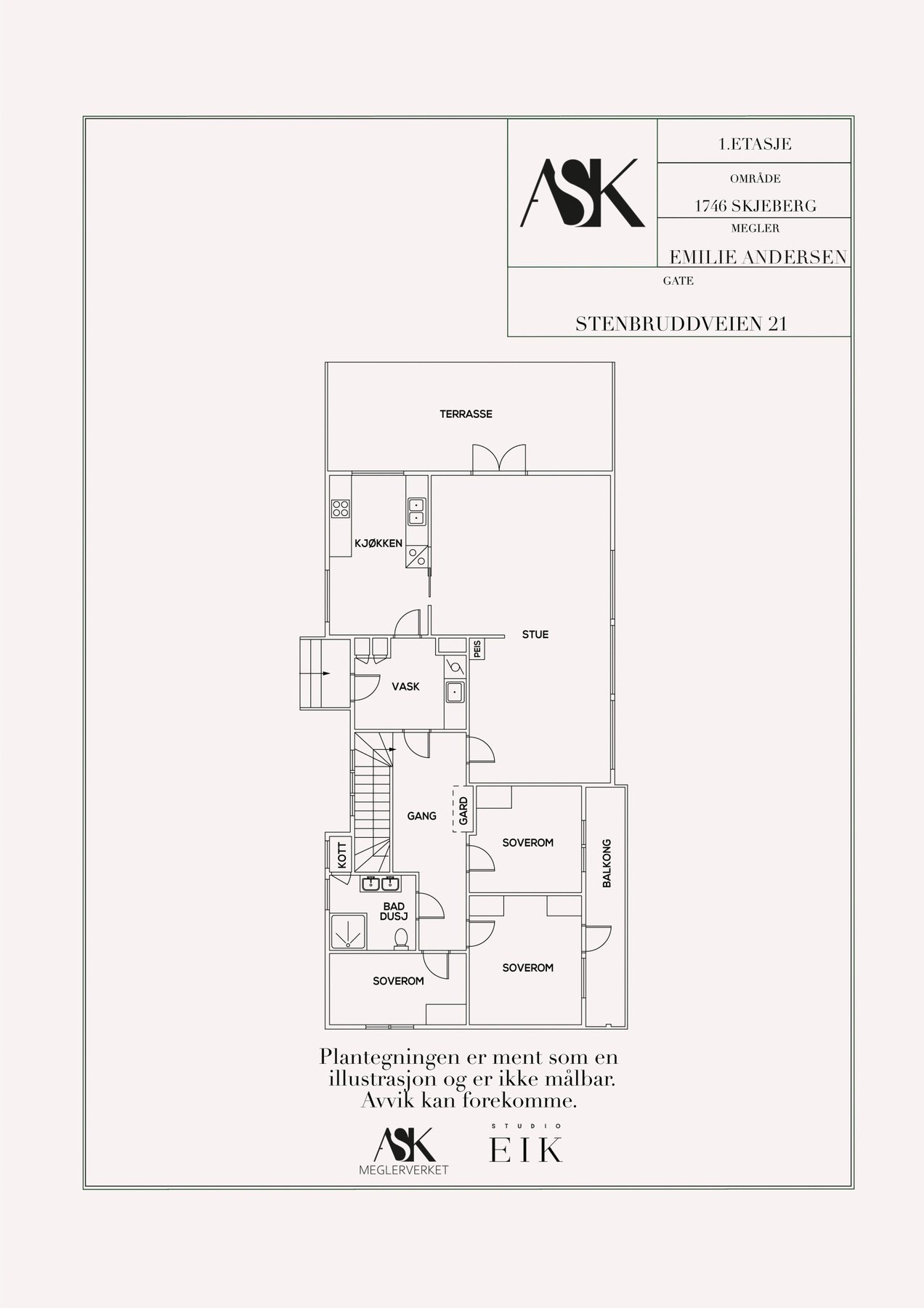 Plantegning 1. etasje Galleribilde