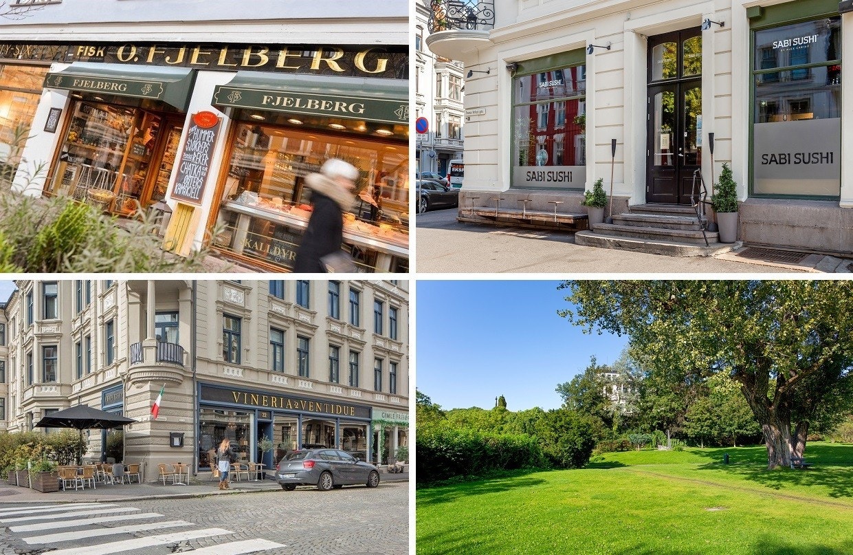 Flere delikatesse- og spesialforretninger, hyggelige fortauskaféer og restauranter i umiddelbar nærhet. Galleribilde
