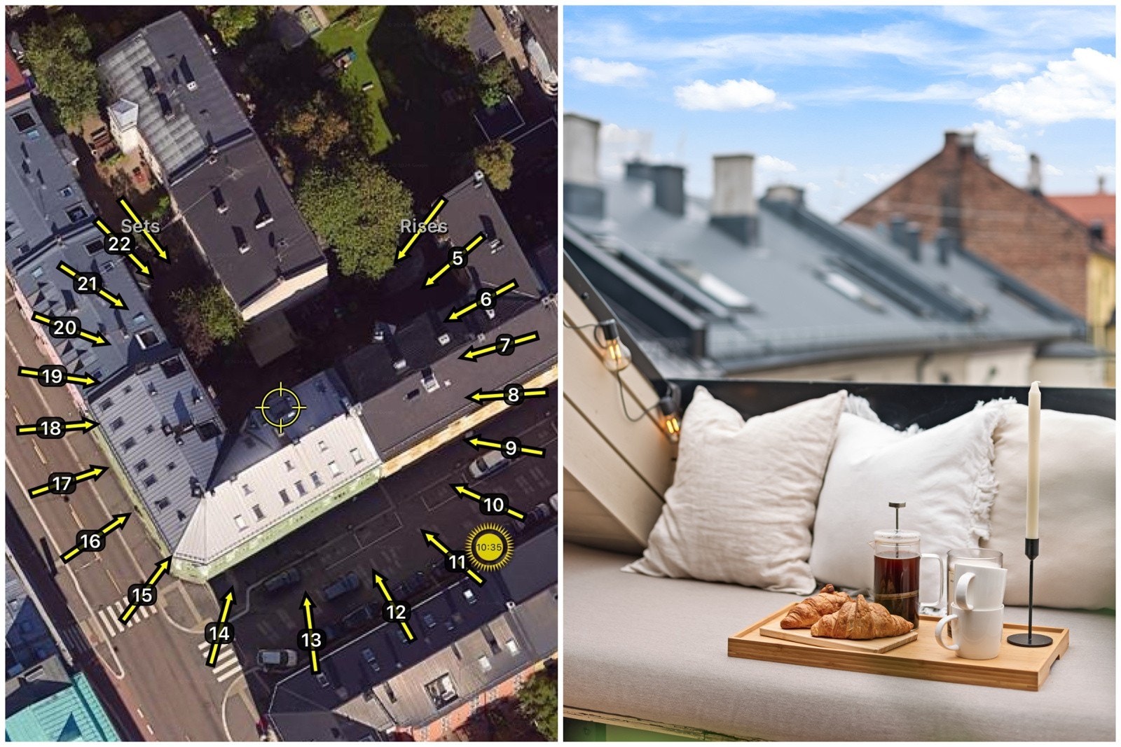 Den nordvestvendte beliggenheten sørger for gode solforhold på balkongen. Galleribilde