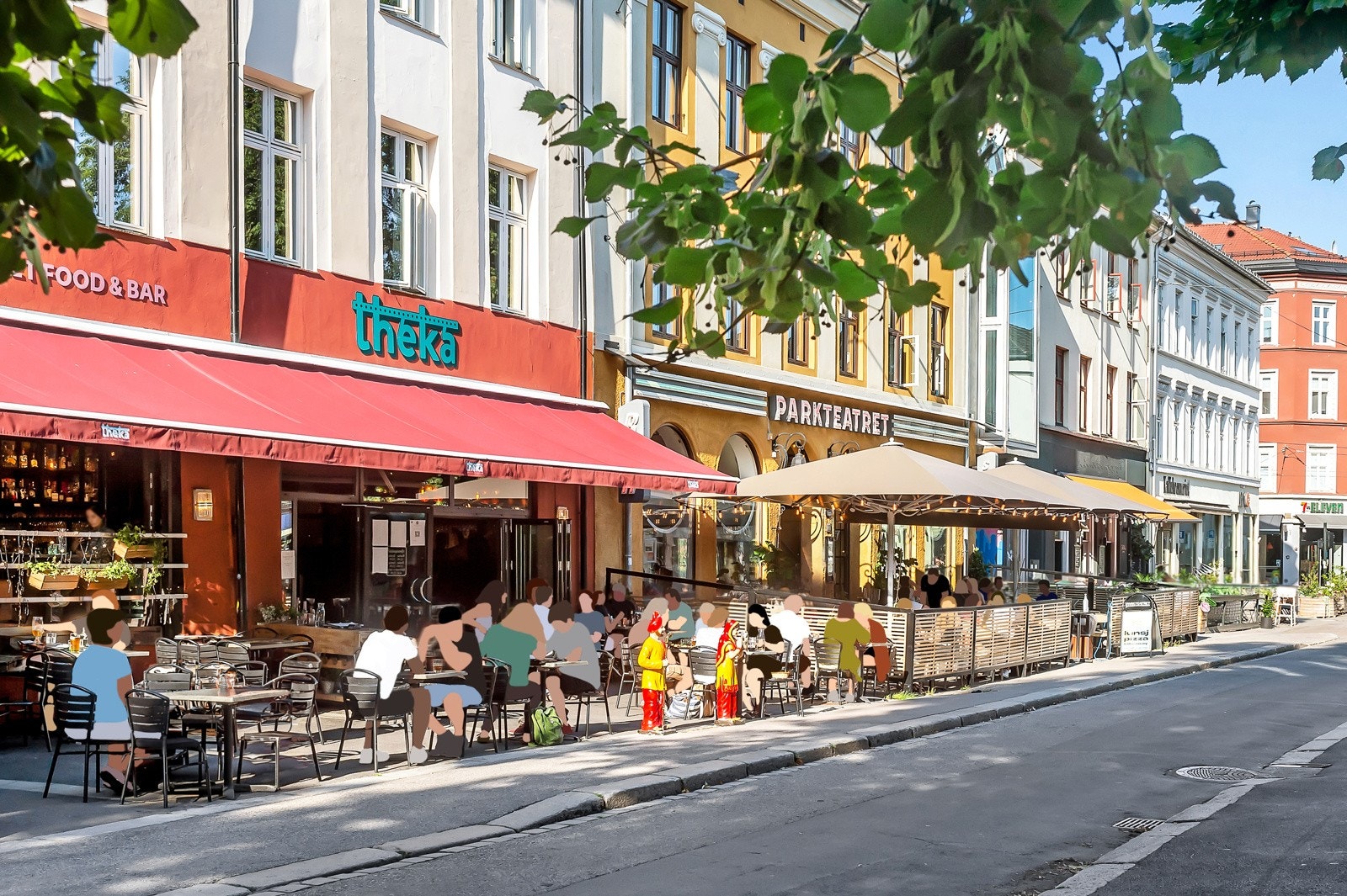 Grünerløkka er et mangfoldig og spennende område med et rikt forretnings- og kulturliv, mange kafeer og restauranter. Her ved Olaf Ryes plass. Galleribilde