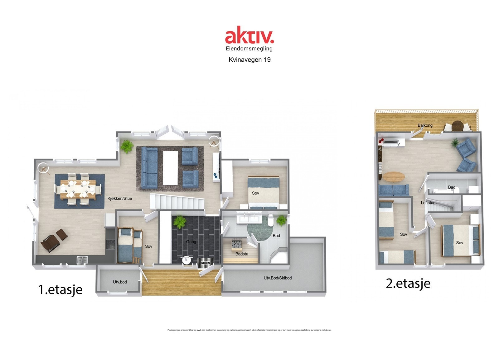 Plantegning av hovedetasje og loft. Galleribilde
