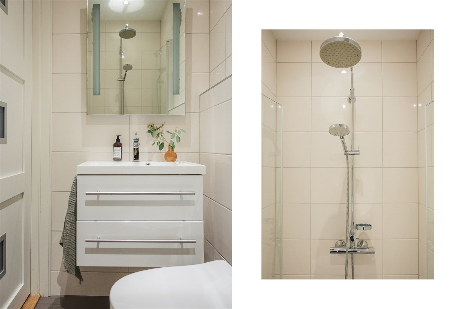 Her et glimt fra baderommet ved hovedsoverommet. Komfortabelt og elegant. Galleribilde