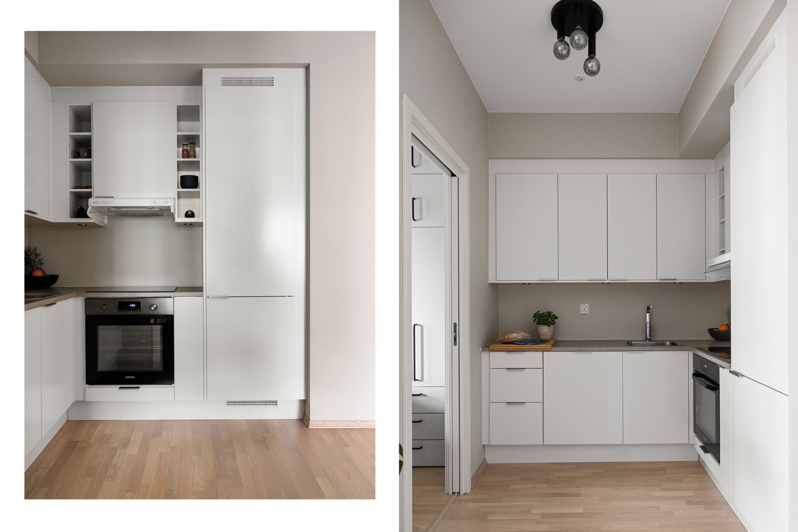 Stilrent Norema kjøkken. Det er montert vannstopper (Waterguard) under kjøkkenskap. Galleribilde