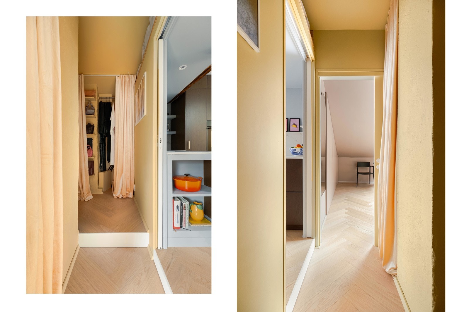 Her er det en praktisk mellomgang mellom soverom og bad. Galleribilde