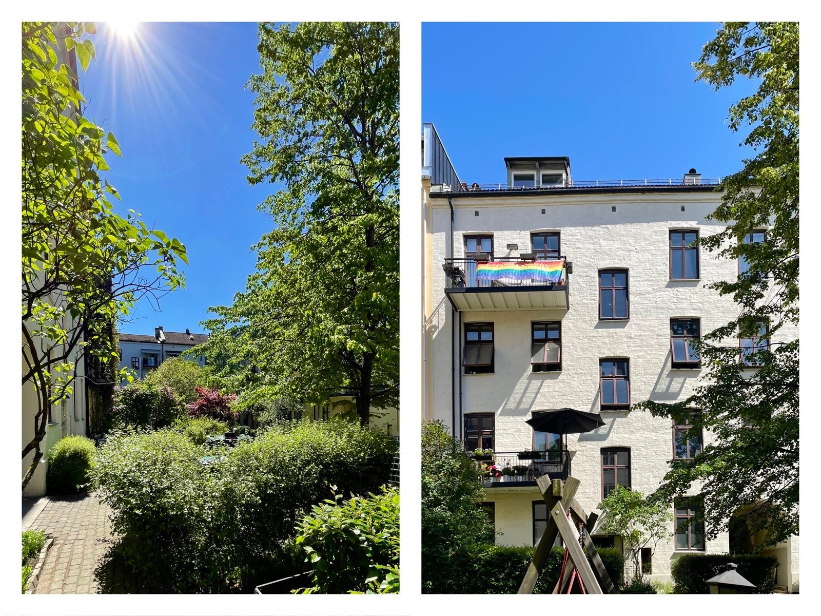 Bakgården er skikkelig hyggelig. Det er bare å glede seg til det blir grønt! Galleribilde