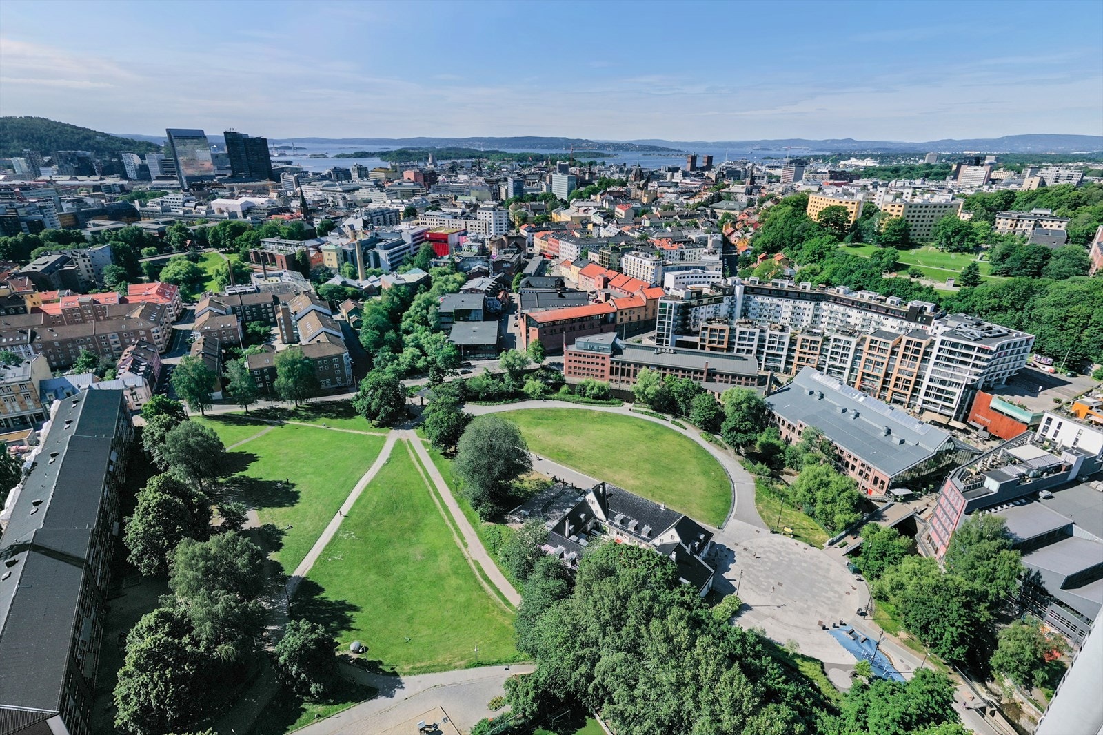 "Rett over broen" finner du Grünerløkkas kjære Nedre Foss Gård, Mathallen Vulkan og flere flotte parker & grøntområder Galleribilde