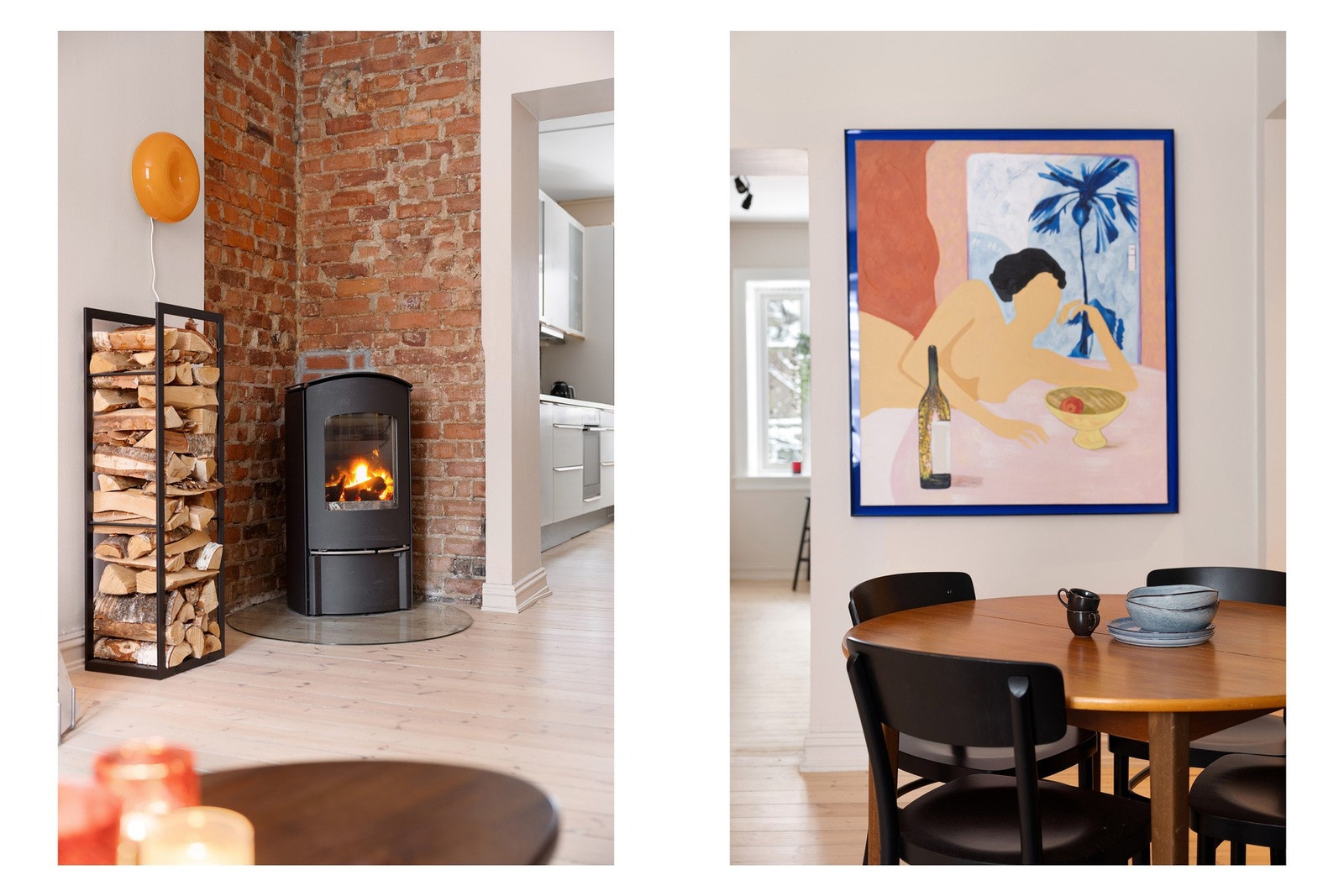 Peisen i stuen sørger for god oppvarming og reduserte strømkostnader. Galleribilde