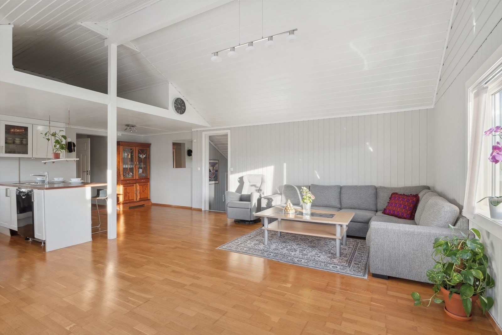 Stuen har god plass til sofagruppe og annet møblement Galleribilde