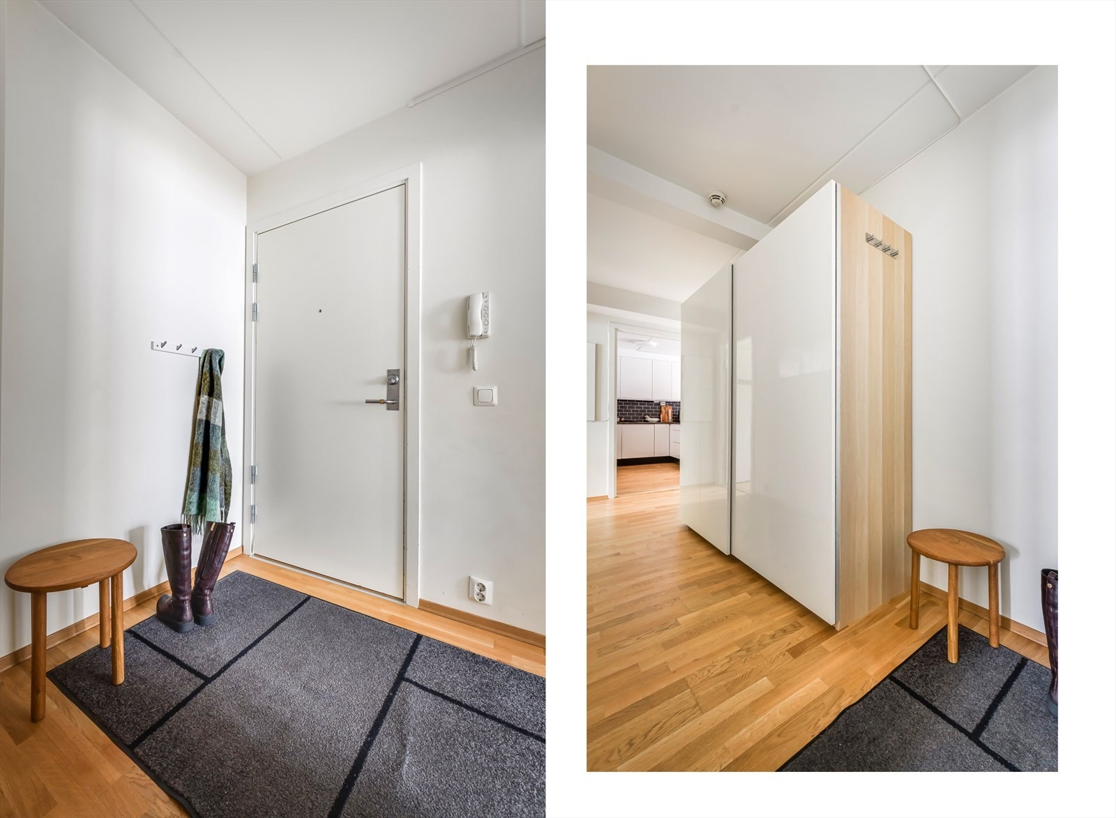 Romslig entré med gode oppbevaringsmuligheter. Velkommen inn! Galleribilde