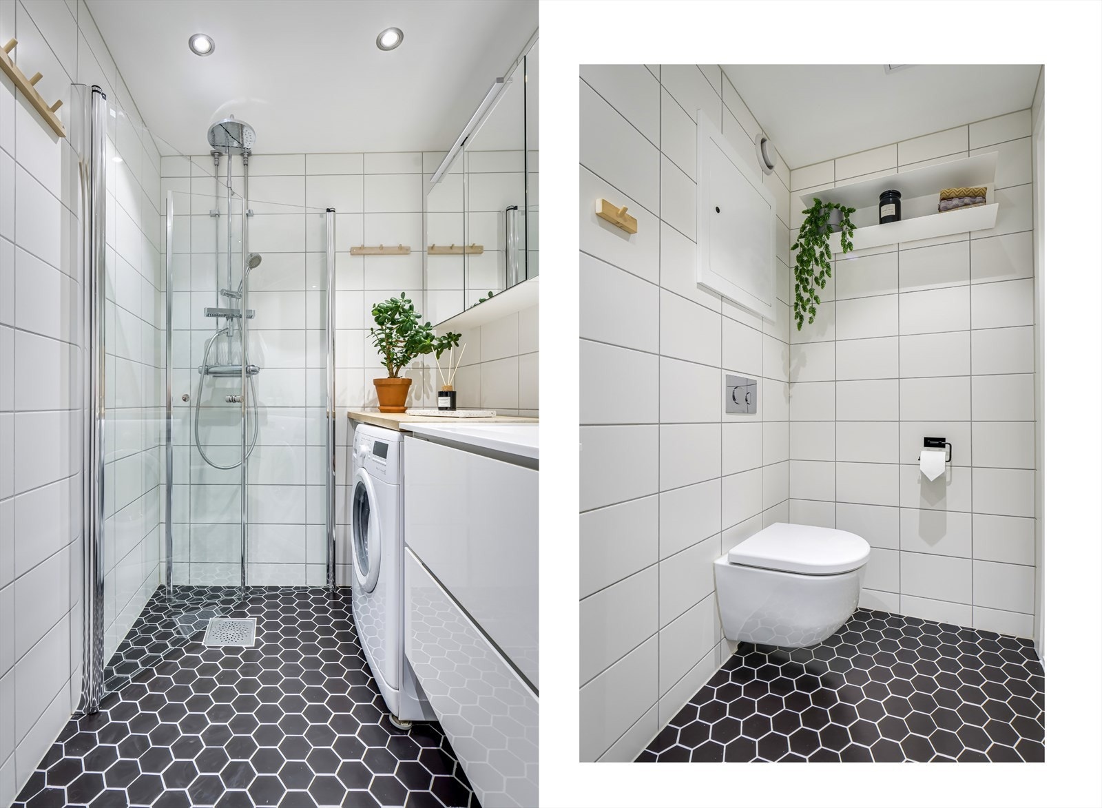 Badet ble pusset opp i 2016 i regi av borettslaget og har stilrene fliser samt behagelig gulvvarme. Galleribilde