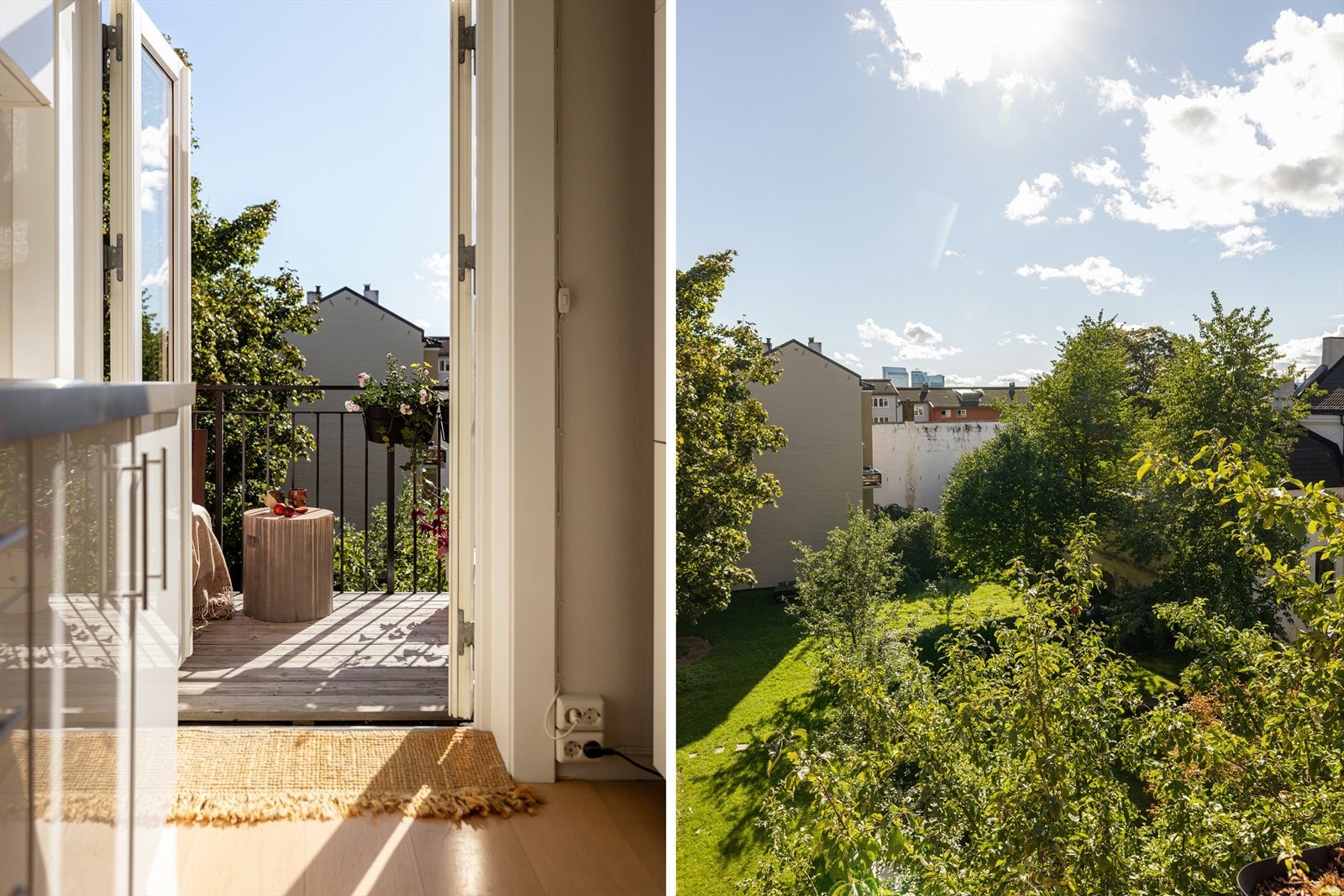 Balkongen er på ca. 3,5 m². Balkongen byr på herlig utsikt mot frodige trær og rolige omgivelser, perfekt for å koble av i solen. Galleribilde