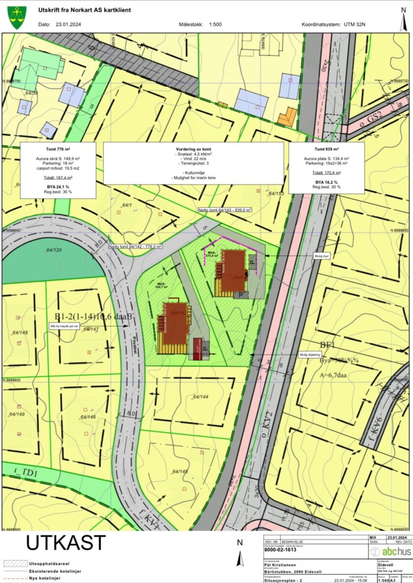 Forslag til enebolig: Aurora Skrå fra ABC-hus. Kun til illustrasjon, kjøper står fritt til å velge annen leverandør. Galleribilde