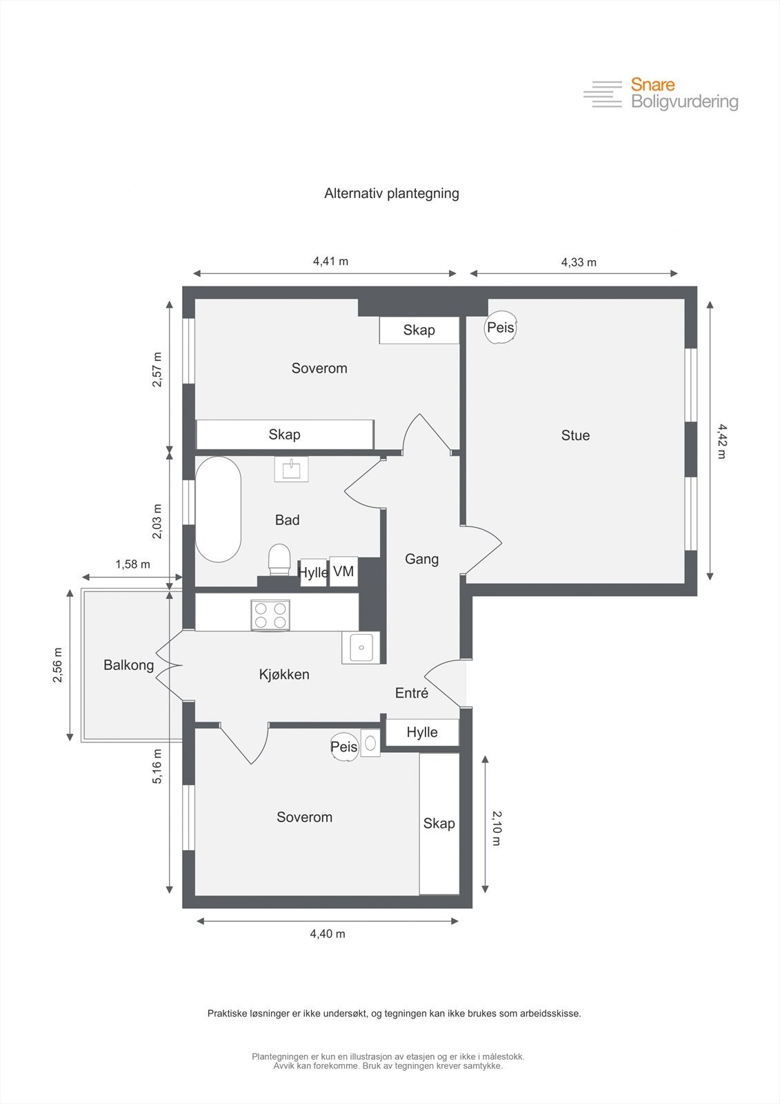 Alternativ plantegning - Sofienberggata 29c Galleribilde