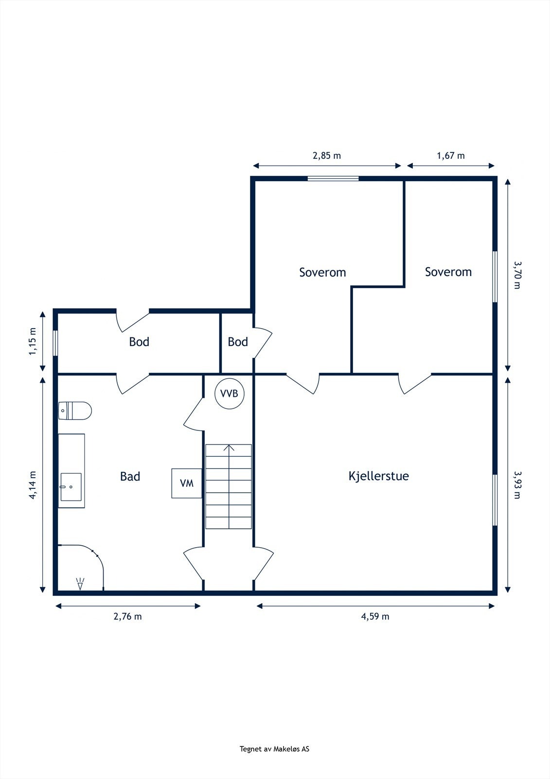 Plantegning kjeller. Galleribilde