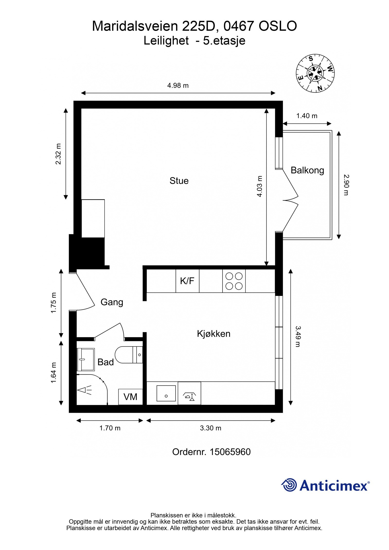 Plantegning. I tillegg disponerer leiligheten 2 boder. En bod på ca. 3m² i kjeller samt en loftsbod med gulvareal på ca. 7m². Galleribilde