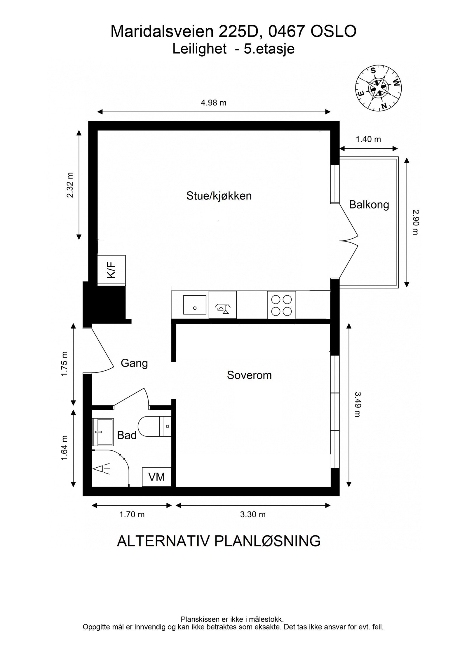 Forslag til alternativ romløsning, med eget soverom. Galleribilde