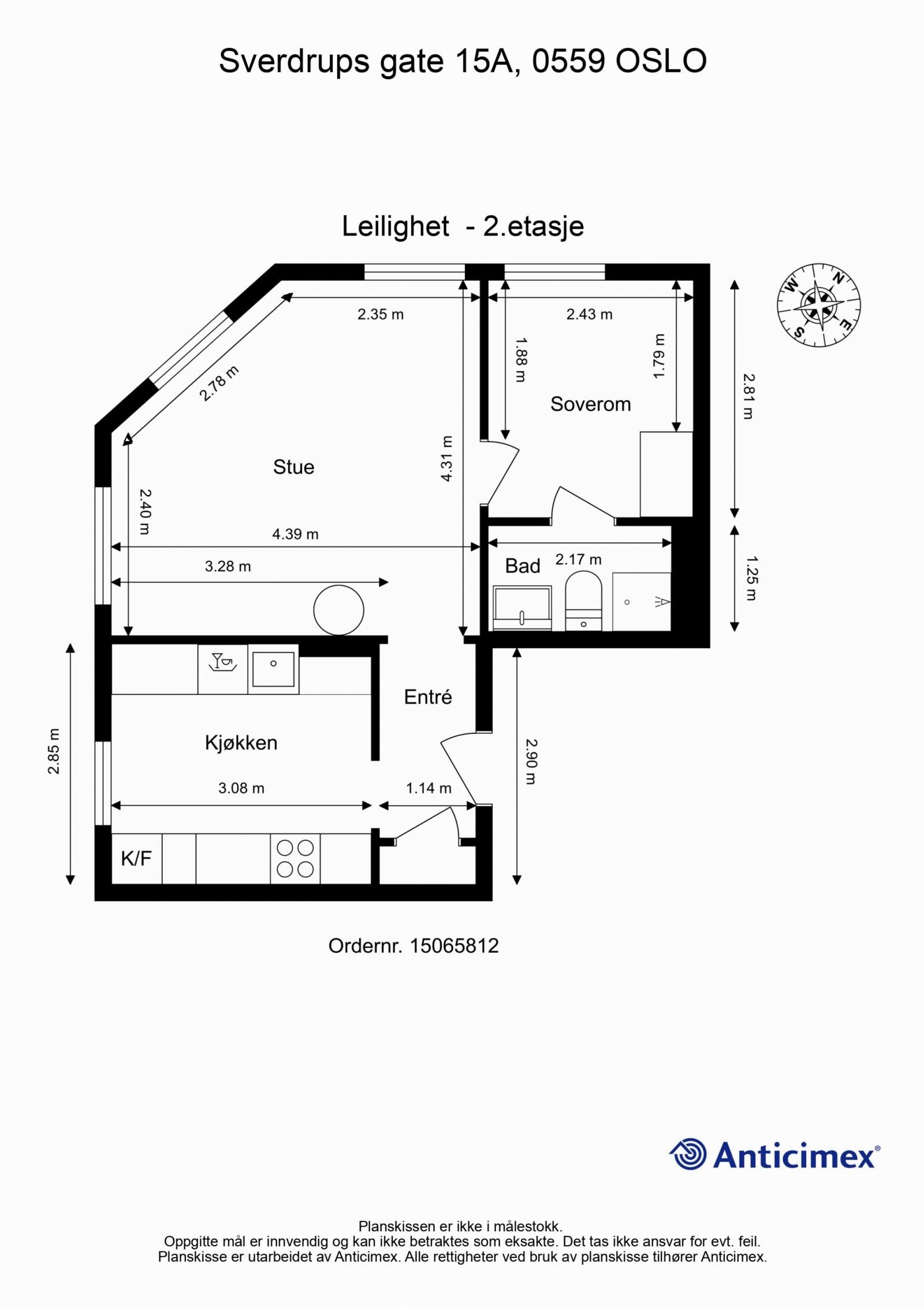 Dagens planløsning av boligen. Galleribilde