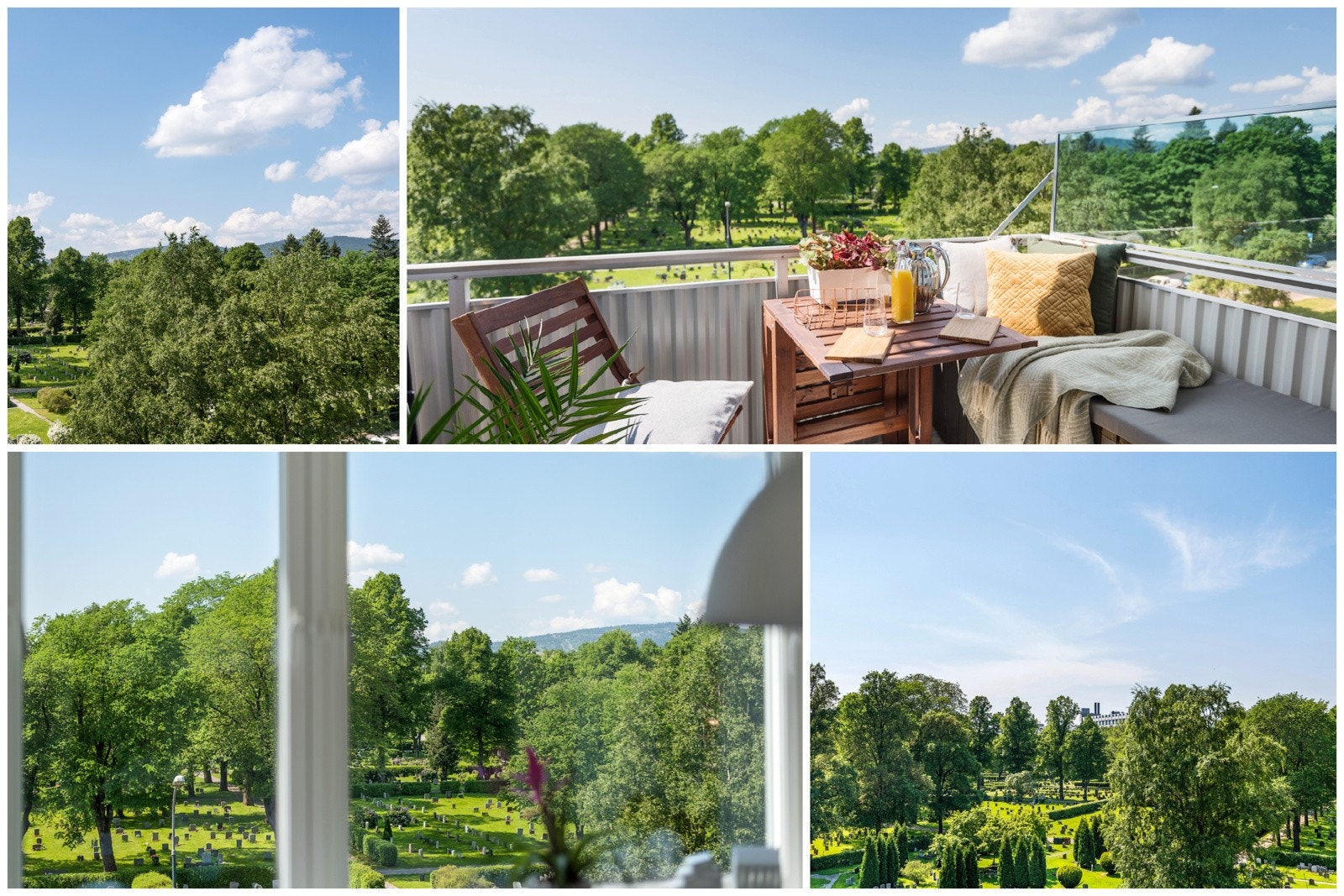 Fra stuen er det utgang til solrik, vestvendt balkong på ca. 4m². Her på sitt aller beste, når det er grønt og frodig. Dette er uten tvil en fin plass for lange og late sommerdager og -kvelder! Galleribilde