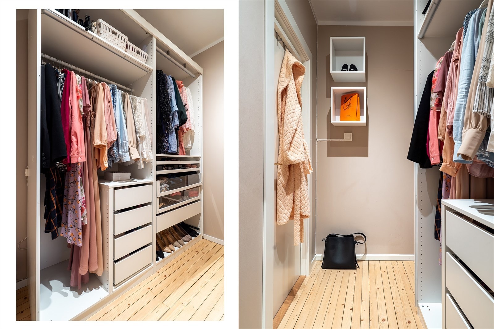 Et praktisk walk-in closet med god plass til oppbevaring av det du måtte ønske. Galleribilde