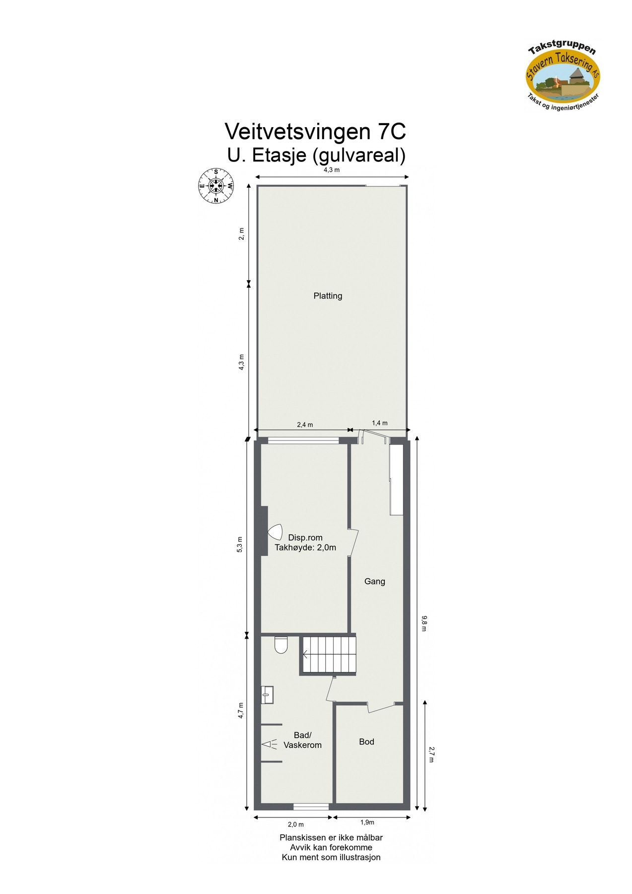 Målsatt plantegning underetasjen. Galleribilde