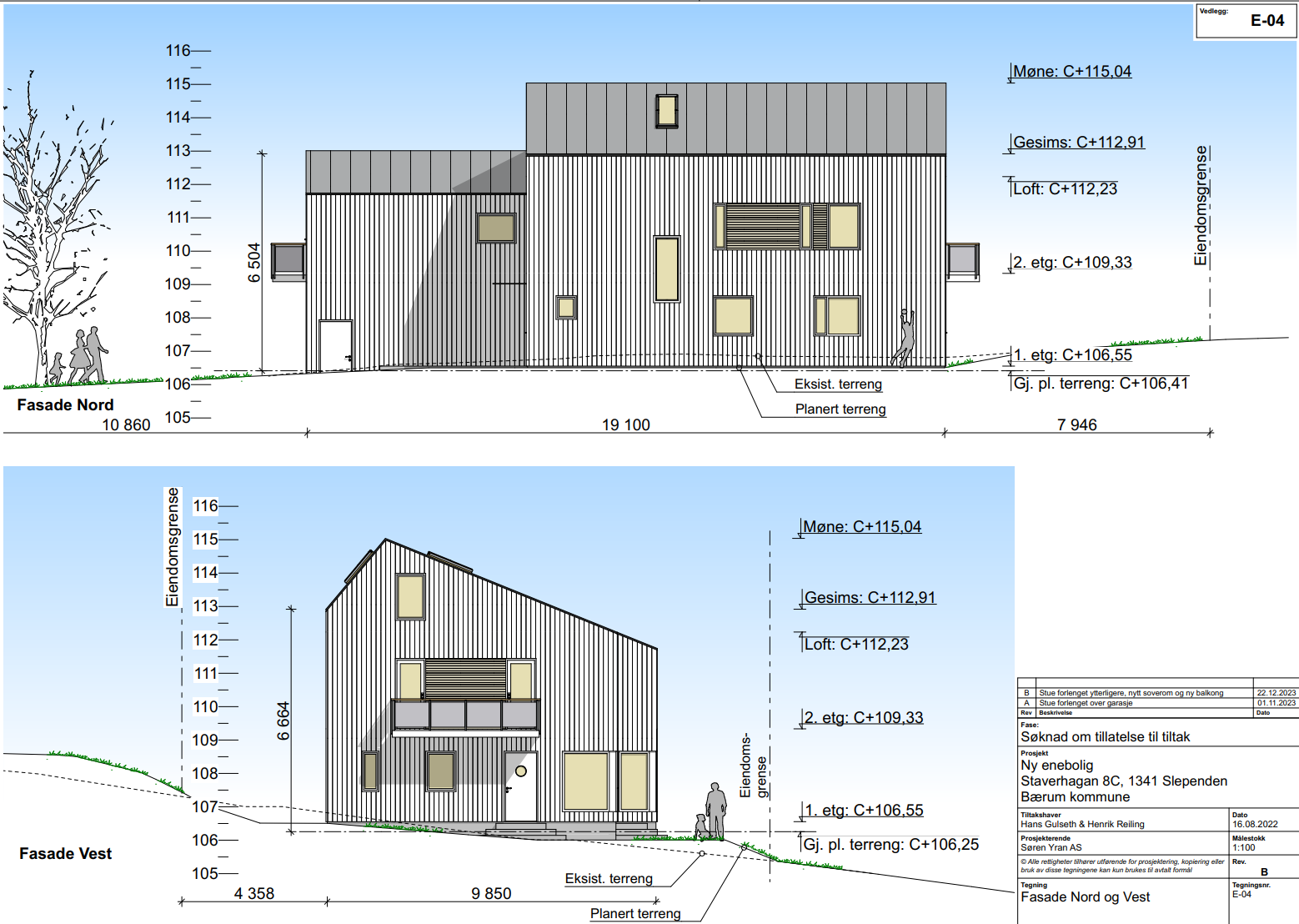 Vedlegg til rammesøknad. Fasade nord og vest. Galleribilde