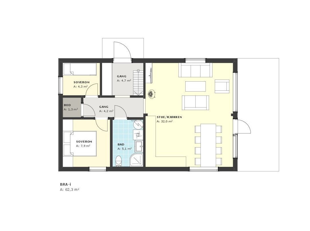 Plantegning 1. etg Galleribilde