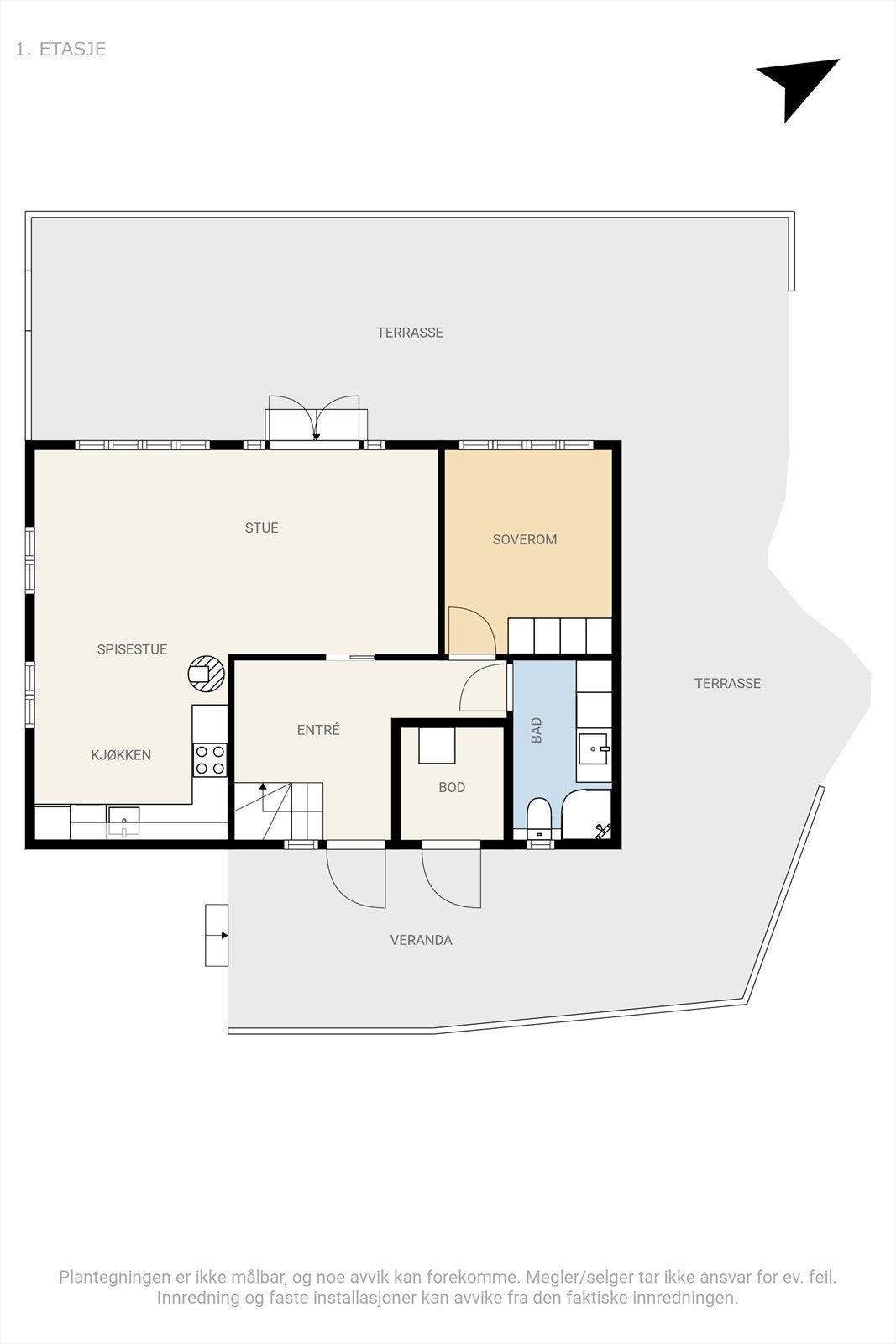 Plantegning hovedetasje. Galleribilde