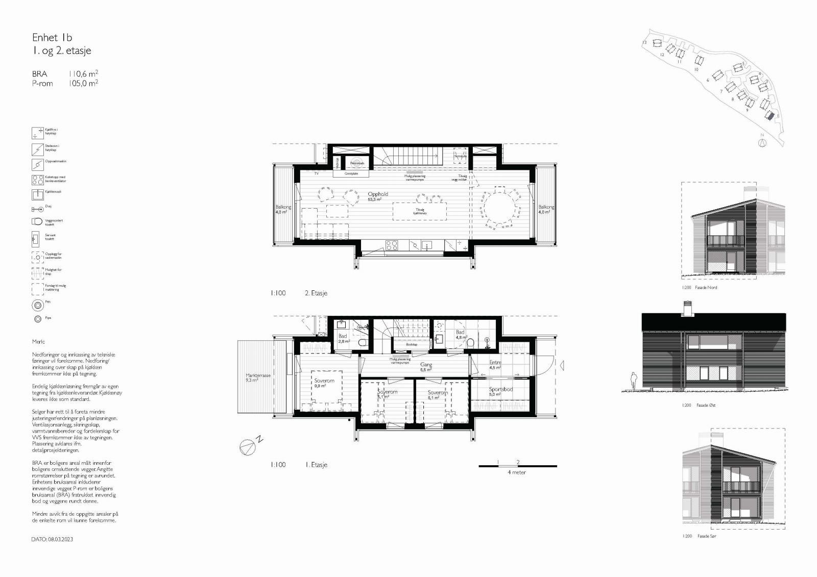 Plantegninger og fasader samlet. Galleribilde