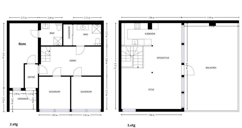 Plantegning 2. og 3. etg. Galleribilde