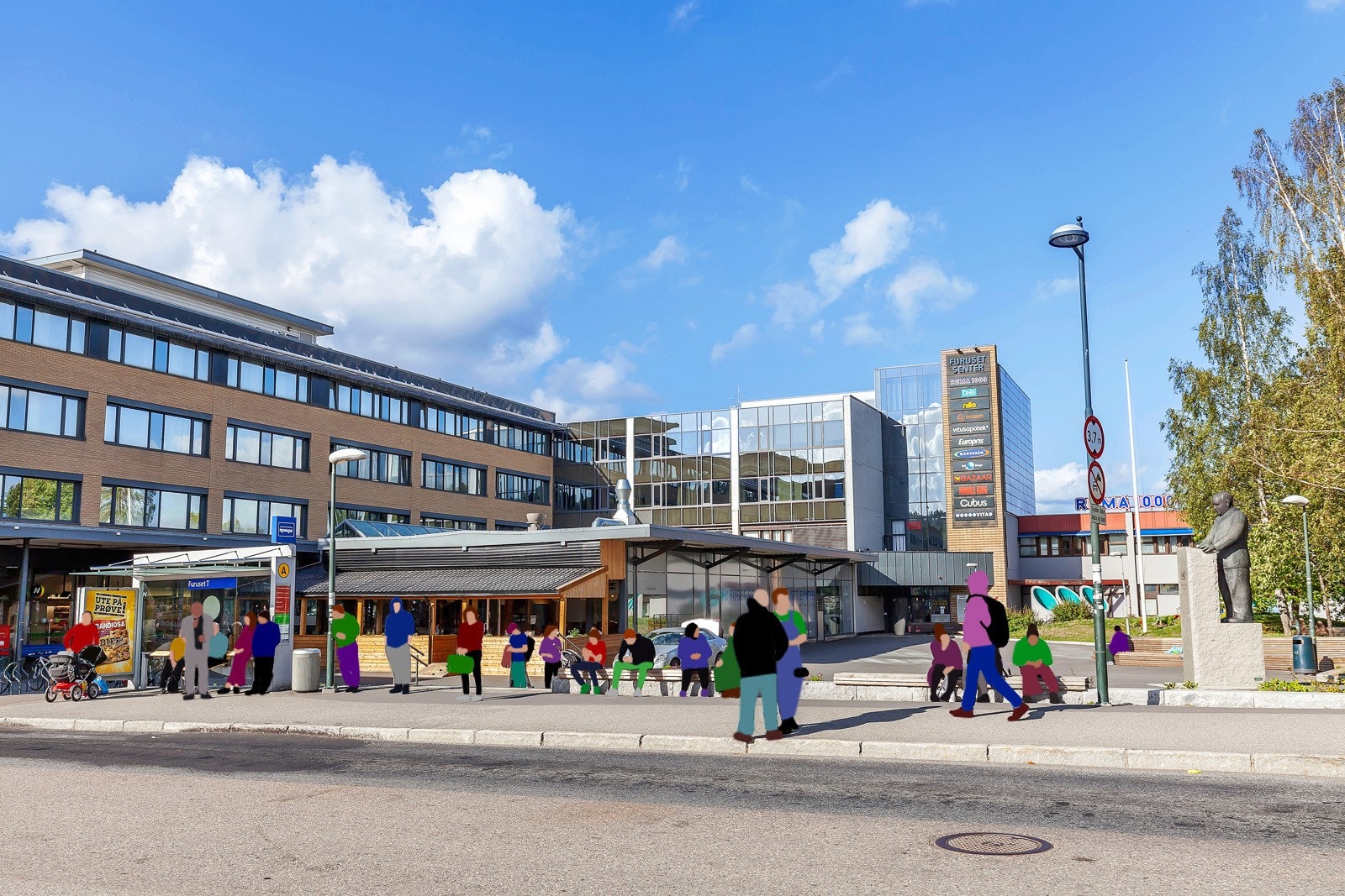 Furuset består av et lokalsenter, bibliotek, T-bane, buss, helsetjenester og mye mer. Galleribilde