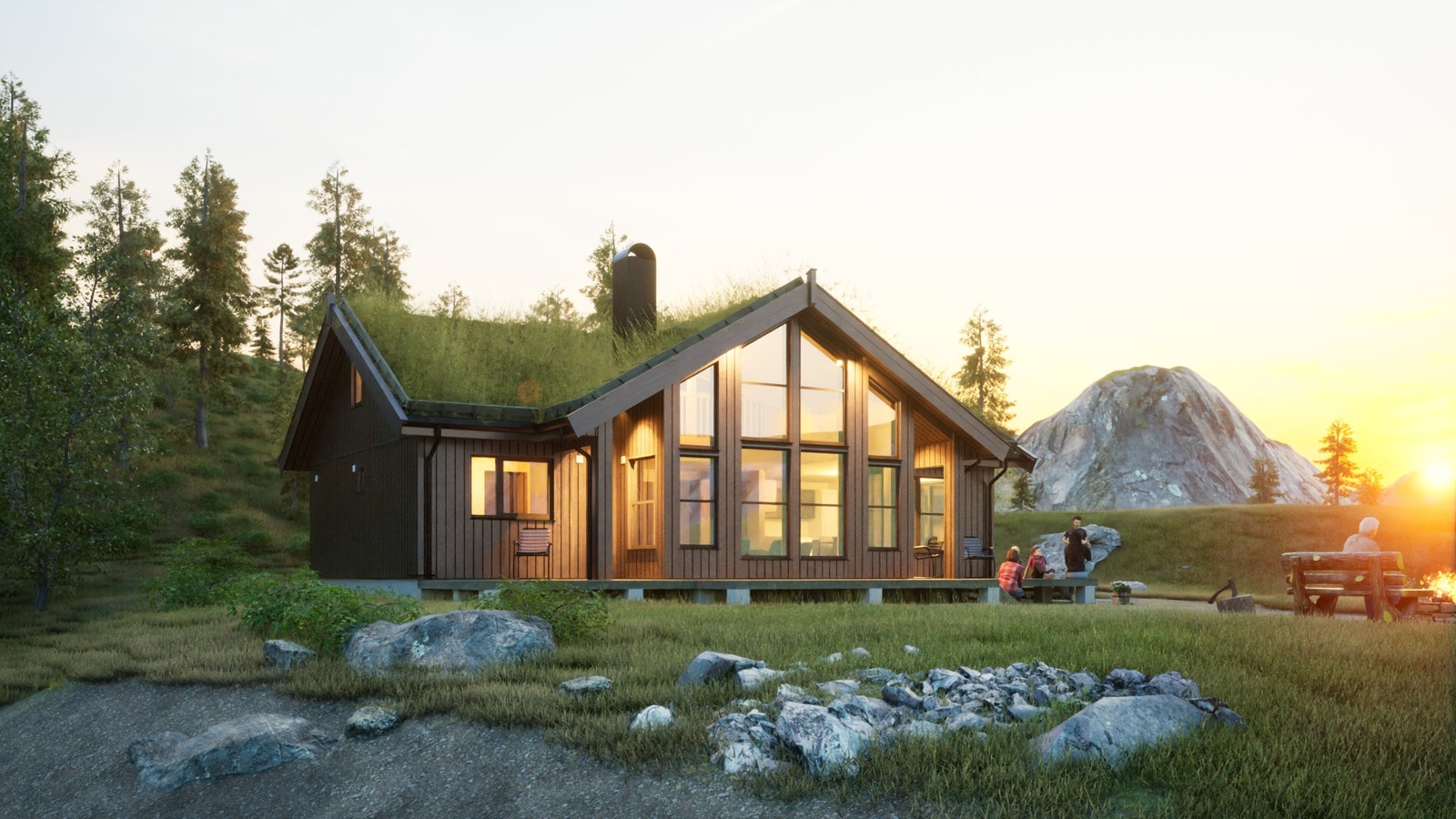 Flott variant av vår Solheim hytte som kan bygges på Myking. Dette er en spesialtegnet modell til reguleringsplanen på Myking Galleribilde