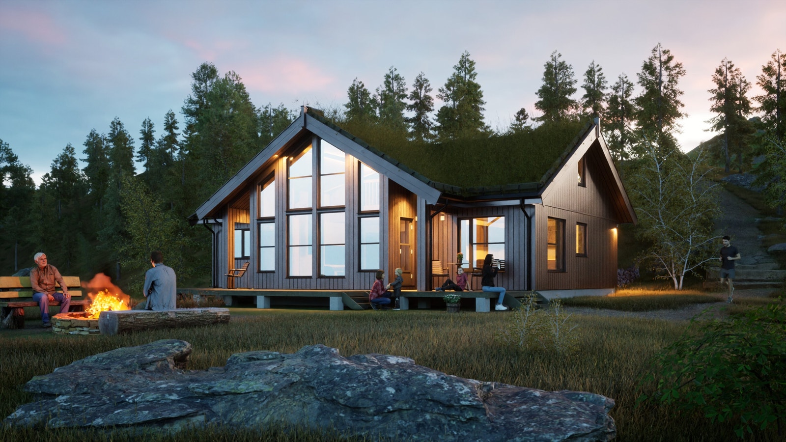 Flott variant av vår Solheim hytte som kan bygges på Myking. Dette er en spesialtegnet modell til reguleringsplanen på Myking Galleribilde